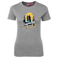 Queenscliff Beach Surf Logo Ladies T-Shirt (Marle Grey, Shortsleeve)
