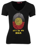 Aboriginal Flag In My DNA Ladies V-Neck Fitted Tee (Black)