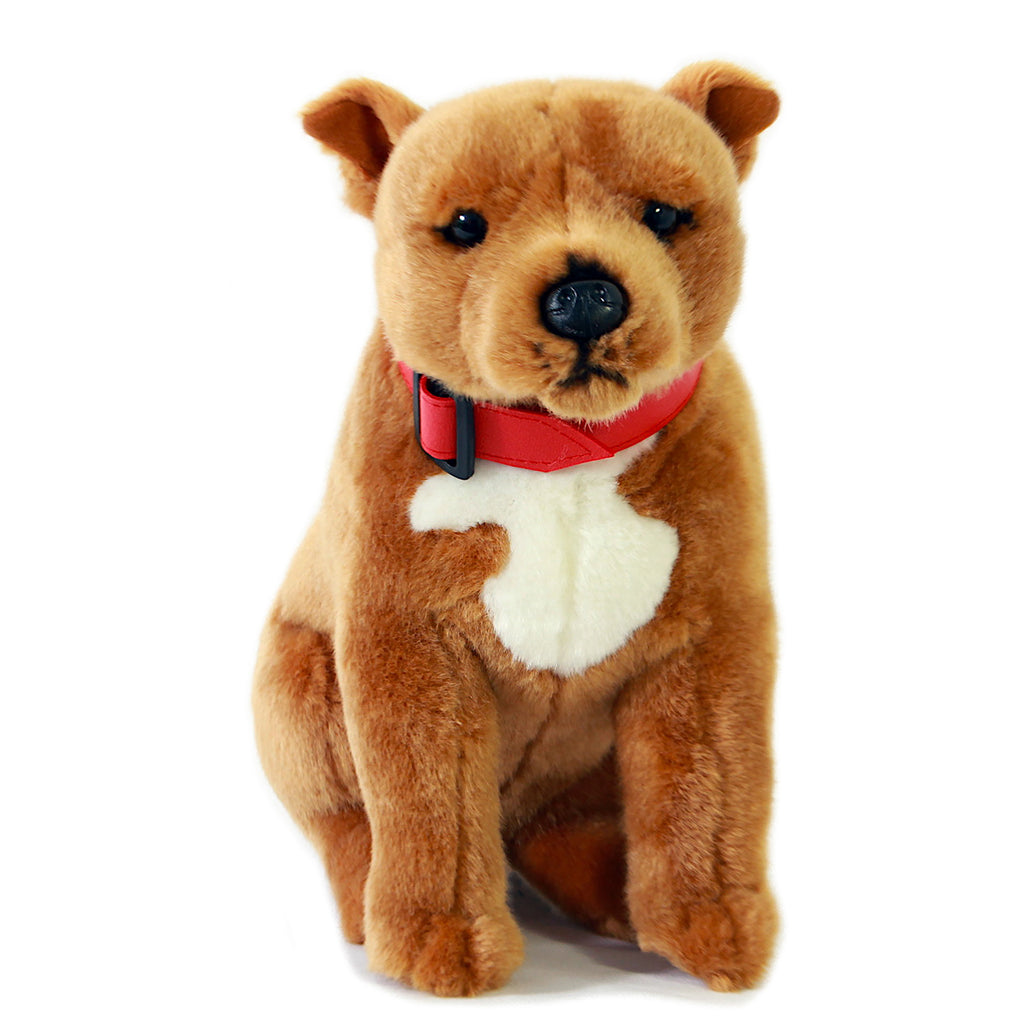 Sitting Brown/Tan Staffy Dog Plush Toy (35cm)