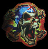 Rebel Skull Aussie Flag Chrome Sticker - Hot Stuff Merchandise