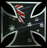 Australian Iron Cross Chrome Sticker - Hot Stuff Merchandise