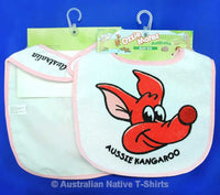 Aussie Kangaroo Baby Bib (Pink)