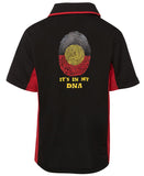 Aboriginal Flag In My DNA Sports Polo (Black with Red Sides, Adult Sizes)