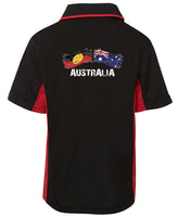 Australian & Aboriginal Flag Distressed Style Sports Polo - Back Print