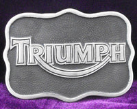 Triumph Curved Black/Silver Pewter Belt Buckle (Large)