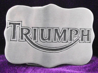 Triumph Curved Silver/Black Pewter Belt Buckle (Large)