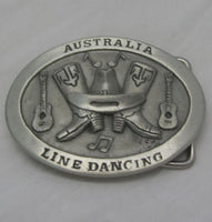 Line Dancing Australia Pewter Belt Buckle (Medium)