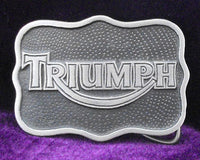 Triumph Curved Silver/Black Pewter Belt Buckle (Medium)