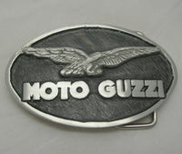 Moto Guzzi Motorcycle Logo Pewter Belt Buckle (Medium)