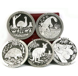 Set of 5 Native Animal Pewter Drink Coasters