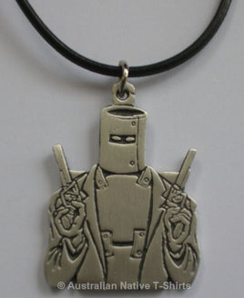 Ned Kelly Flat Pewter Pendant (Leather Necklace)