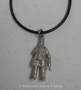 Ned Kelly 3D Pewter Pendant (Leather Necklace)