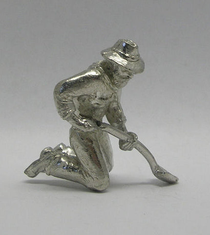 Miner Kneeling With Shovel Pewter Figurine (Large)