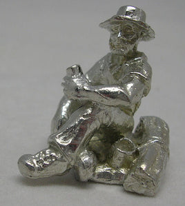 Sitting Australian Swagman Pewter Figurine (Small)