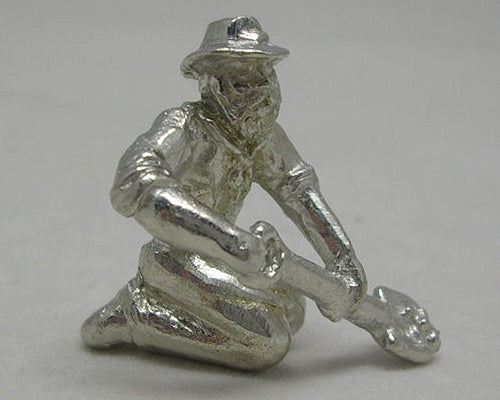 Miner Kneeling With Shovel Pewter Figurine (Small)
