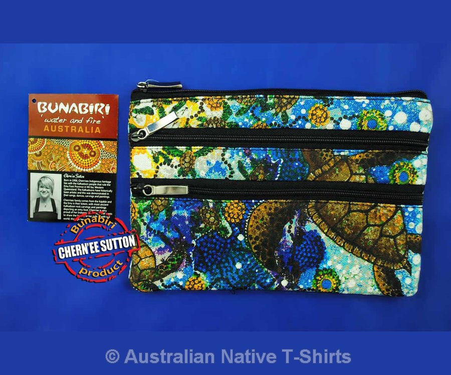 Yaunati Turtle 3-Zip Aboriginal Art Cosmetic Bag