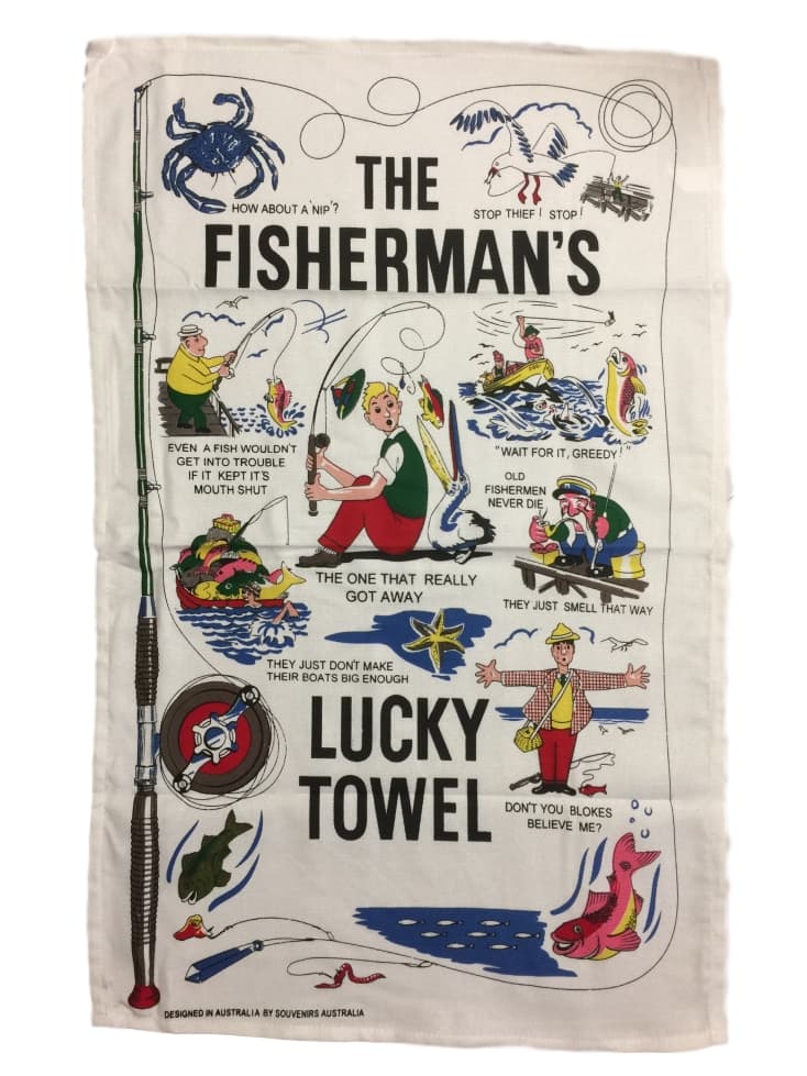Fisherman's Lucky Tea Towel - Australian BBQ & Kitchen Gifts