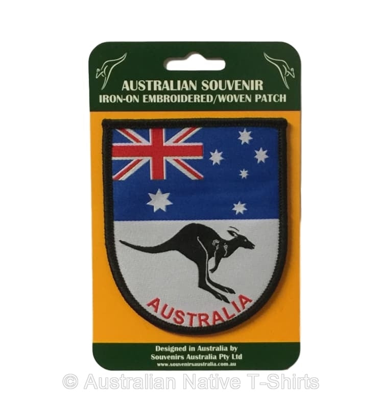 Australian Flag Kangaroo Shield Iron-on Patch