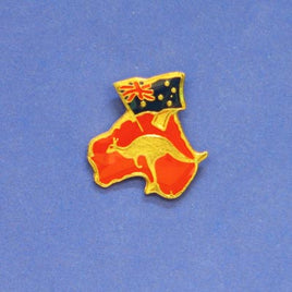Australia Map Kangaroo & Flag Metal Badge