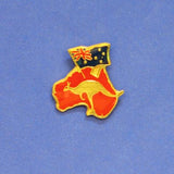 Australia Map Kangaroo & Flag Metal Badge