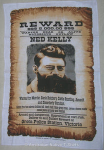 Ned Kelly Wanted Poster Souvenir Tea Towel