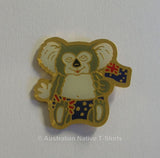 Koala In Shorts With Flag Metal Badge