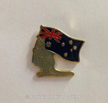 Kangaroo & Australian Flag Metal Badge