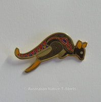 Dot Art Kangaroo Aboriginal Metal Badge