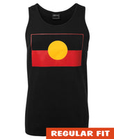 Aboriginal Flag Mens Singlet (Black, True Colour Print)