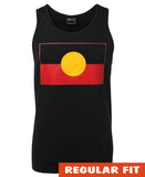 Aboriginal Flag Mens Singlet (Black, True Colour Print)