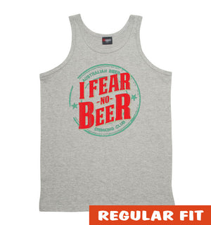 I Fear No Beer Mens Singlet (Light Grey & Mid-Grey)