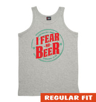 I Fear No Beer Mens Singlet (Light Grey & Mid-Grey)