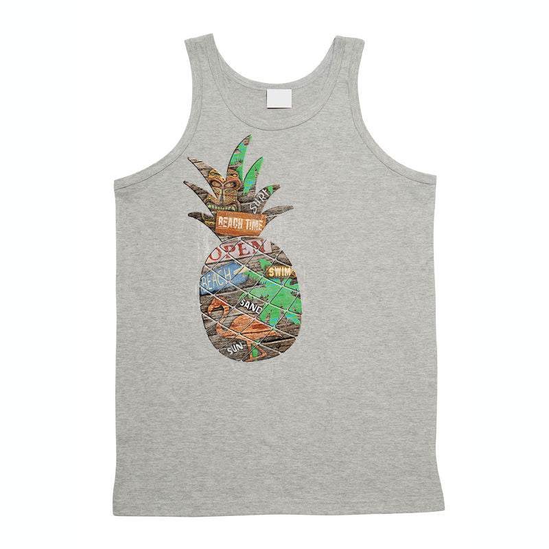 Beach Pineapple Logo Mens Singlet (Marle Grey)