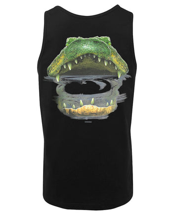 Alligator Head Mens Singlet (Black, Back Logo)