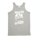 Manly Wharf Ferries Mens Singlet (Marle Grey, White Print)