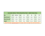 Australian Native T-Shirts Brand Size Chart