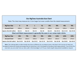 BigTees Australia Brand Size Chart