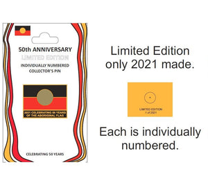 50th Anniversary Aboriginal Flag Collectors Badge - Front of Product