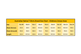 Australian Native T-Shirts Childrens T-Shirt Size Chart