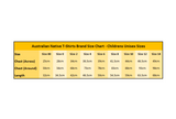 Australian Native T-Shirts Kids Tee Size Chart
