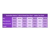Australian Native T-Shirts - Ladies Tee Size Chart