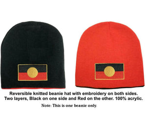 Aboriginal Flag Reversible Beanie Hat (Black & Red)